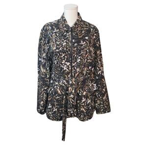 Ted Baker Inniza Safari Utility Belted Jacket Sz 5 Khaki Camo Print 100% Cotton